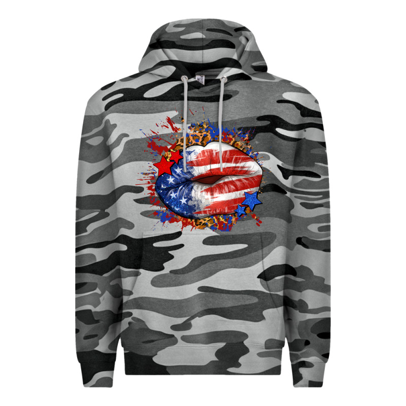 Leopard American Flag Lips Premium Hoodie by Neo Western | Teevron