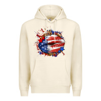 Tofu Leopard American flag lips Premium Hoodie - Neo Western