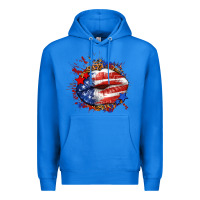 True Royal Leopard American flag lips Premium Hoodie - Neo Western