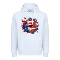 White Leopard American flag lips Premium Hoodie - Neo Western