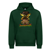 Forest Green juneteenth black woman messy bun Urban Hoodie - HRA Design Shop