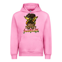 Fuchsia Pink juneteenth black woman messy bun Urban Hoodie - HRA Design Shop