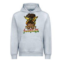 Heather Grey juneteenth black woman messy bun Urban Hoodie - HRA Design Shop