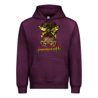 Mauve Wine juneteenth black woman messy bun Urban Hoodie - HRA Design Shop
