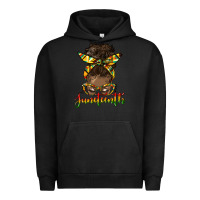 Pigment Black juneteenth black woman messy bun Urban Hoodie - HRA Design Shop