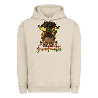 Pigment French Oak juneteenth black woman messy bun Urban Hoodie - HRA Design Shop