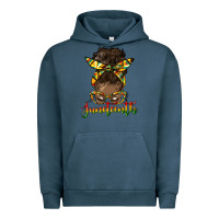 Pigment Midnight Navy juneteenth black woman messy bun Urban Hoodie - HRA Design Shop