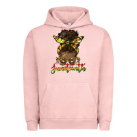 Juneteenth Black Woman Messy Bun Urban Hoodie | Teevron