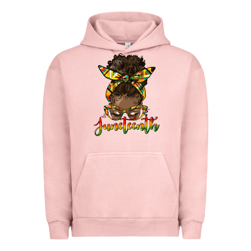 Juneteenth Black Woman Messy Bun Urban Hoodie by HRA Design Shop | Teevron
