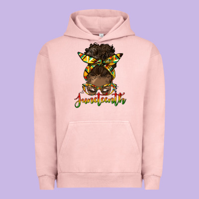Juneteenth Black Woman Messy Bun Urban Hoodie Designed By Hra Design Shop