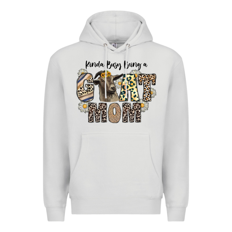 Kinda Busy Being A Goat Mom Premium Hoodie by CowhideDigitalArt | Teevron