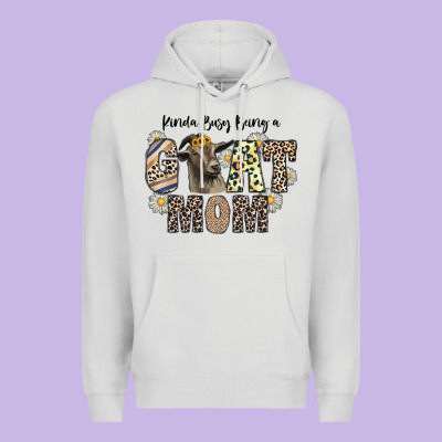 Kinda Busy Being A Goat Mom Premium Hoodie Designed By Cowhidedigitalart