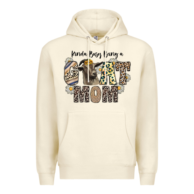 Kinda Busy Being A Goat Mom Premium Hoodie by CowhideDigitalArt | Teevron