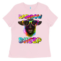 Bubblegum Pink rainbow sheep suffolk sheep Ladies Tee - Artiststas