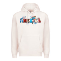 Pale Pink Lightning bolt with America Premium Hoodie - Neo Western