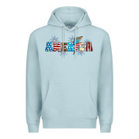 Blue Mist Lightning bolt with America Premium Hoodie - Neo Western