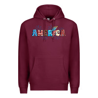 Burgundy Lightning bolt with America Premium Hoodie - Neo Western
