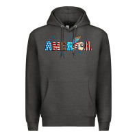 Charcoal Heather Lightning bolt with America Premium Hoodie - Neo Western