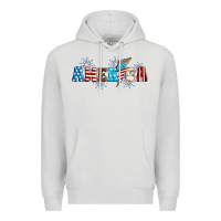 Dove Grey Lightning bolt with America Premium Hoodie - Neo Western
