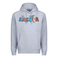 Heather Grey Lightning bolt with America Premium Hoodie - Neo Western