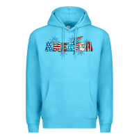 Ocean Blue Lightning bolt with America Premium Hoodie - Neo Western