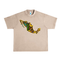 French Oak Guerrero Mexico Serape Cactus Sunflower Map Urban Heavy Tee - RanaPortraitStore