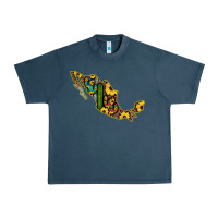 Midnight Navy Guerrero Mexico Serape Cactus Sunflower Map Urban Heavy Tee - RanaPortraitStore