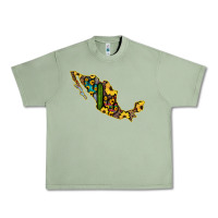 Oil Green Guerrero Mexico Serape Cactus Sunflower Map Urban Heavy Tee - RanaPortraitStore