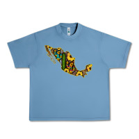 Pebble Blue Guerrero Mexico Serape Cactus Sunflower Map Urban Heavy Tee - RanaPortraitStore