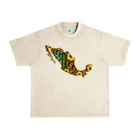 Sandshell Guerrero Mexico Serape Cactus Sunflower Map Urban Heavy Tee - RanaPortraitStore
