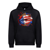Black Leopard American flag lips Urban Hoodie - Neo Western