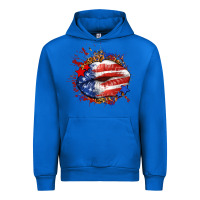 Cobalt Leopard American flag lips Urban Hoodie - Neo Western