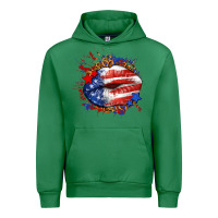 Emerald Leopard American flag lips Urban Hoodie - Neo Western