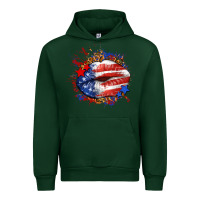 Forest Green Leopard American flag lips Urban Hoodie - Neo Western
