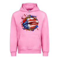 Fuchsia Pink Leopard American flag lips Urban Hoodie - Neo Western