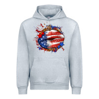 Heather Grey Leopard American flag lips Urban Hoodie - Neo Western