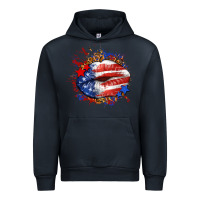 Navy Leopard American flag lips Urban Hoodie - Neo Western