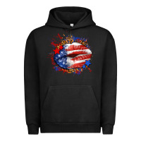 Pigment Black Leopard American flag lips Urban Hoodie - Neo Western