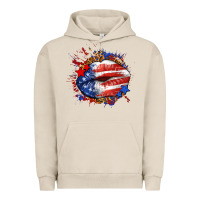 Pigment French Oak Leopard American flag lips Urban Hoodie - Neo Western