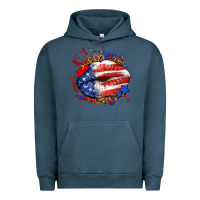 Pigment Midnight Navy Leopard American flag lips Urban Hoodie - Neo Western