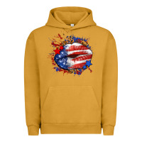 Pigment Peanut Butter Leopard American flag lips Urban Hoodie - Neo Western