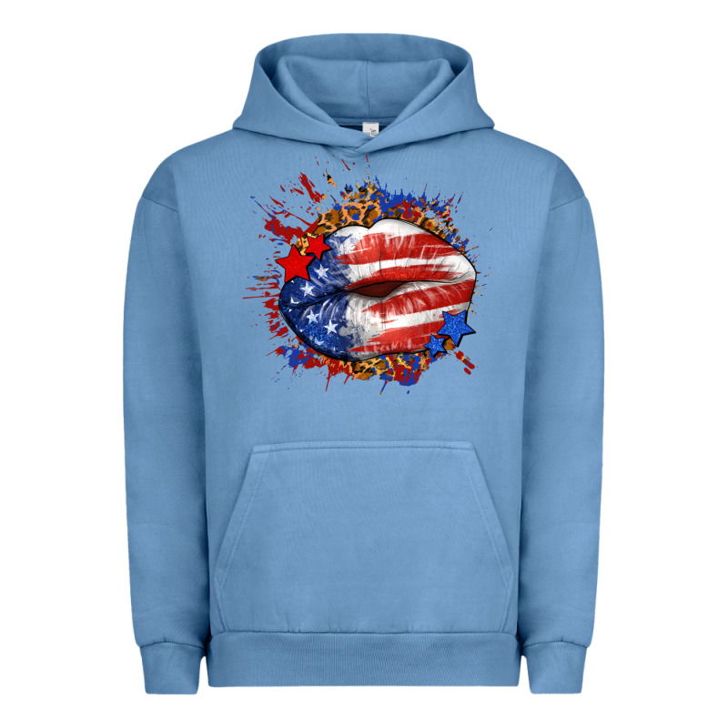 Leopard American Flag Lips Urban Hoodie by Neo Western | Teevron