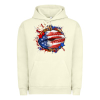 Pigment Pistachio Leopard American flag lips Urban Hoodie - Neo Western