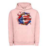 Pigment Salmon Leopard American flag lips Urban Hoodie - Neo Western