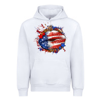 White Leopard American flag lips Urban Hoodie - Neo Western