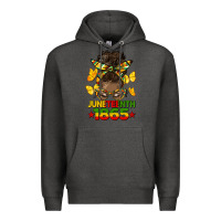 Charcoal Heather juneteenth 1865 afro bun Premium Hoodie - HRA Design Shop