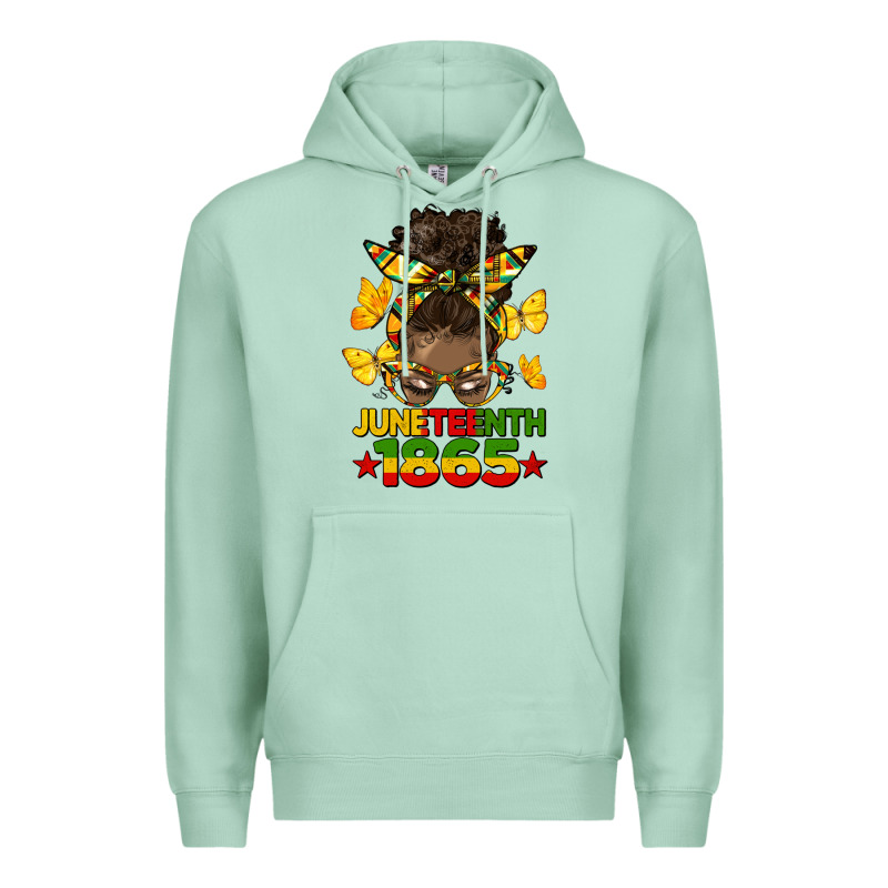 Juneteenth 1865 Afro Bun Premium Hoodie by HRA Design Shop | Teevron