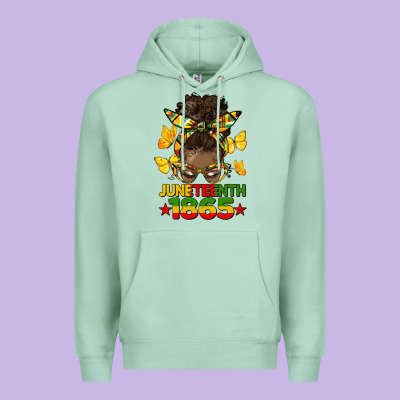 Juneteenth 1865 Afro Bun Premium Hoodie Designed By Hra Design Shop