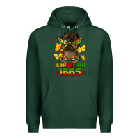 Sports Green juneteenth 1865 afro bun Premium Hoodie - HRA Design Shop