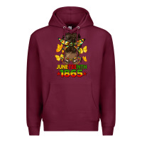 Burgundy juneteenth 1865 afro bun Premium Hoodie - HRA Design Shop